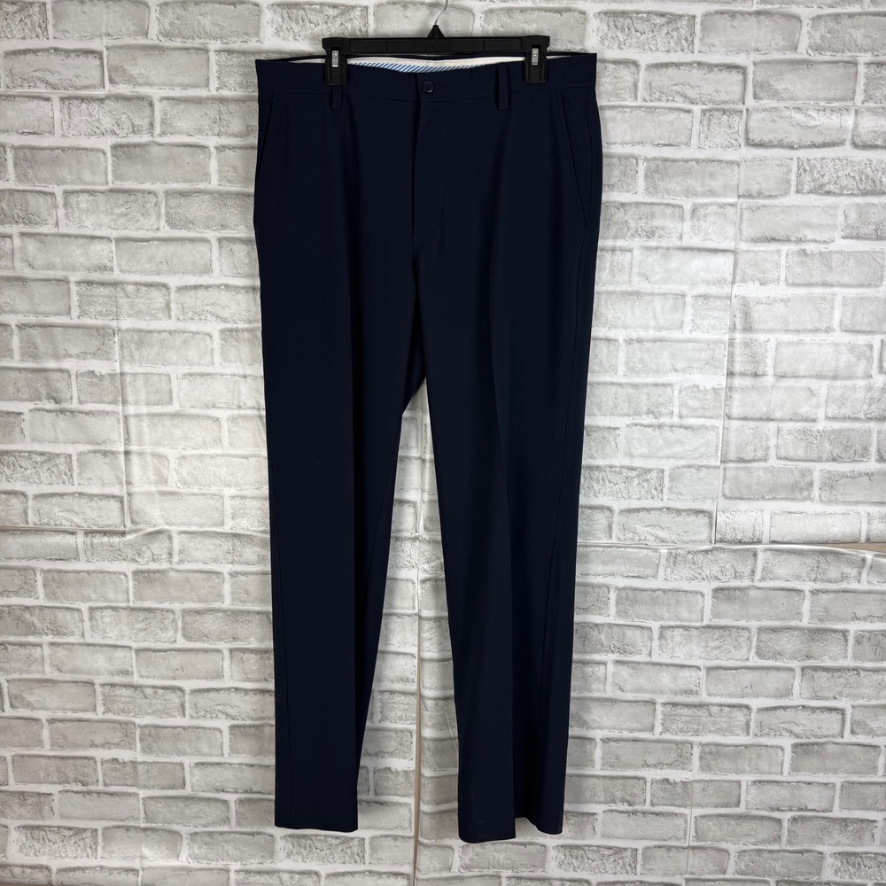 FootJoy Mens Performance Golf Pants Solid Navy Blue Flat Front Stretch W35 L32